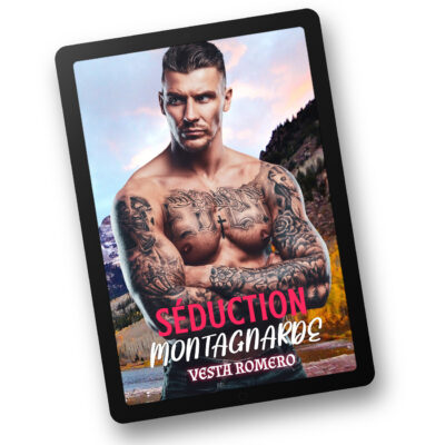 Séduction Montanarde Vesta Romero cover with shirtless man with tattoos against a mountain backdrop